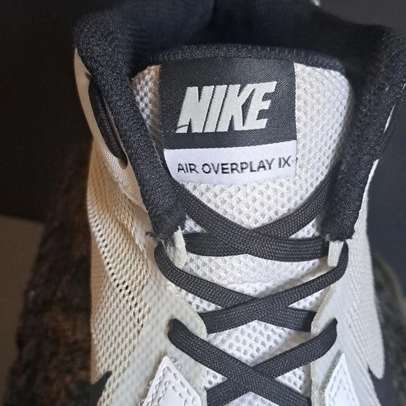 Nike Shoes Mens Air Overplay IX White Black Swoosh Classic Basketball Sneaker - Picture 3 of 7